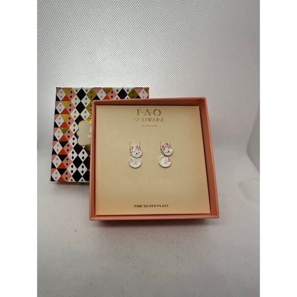 FAO Schwartz Girly Snowman with a Bow Earrings.  New in Box. - Picture 3 of 4